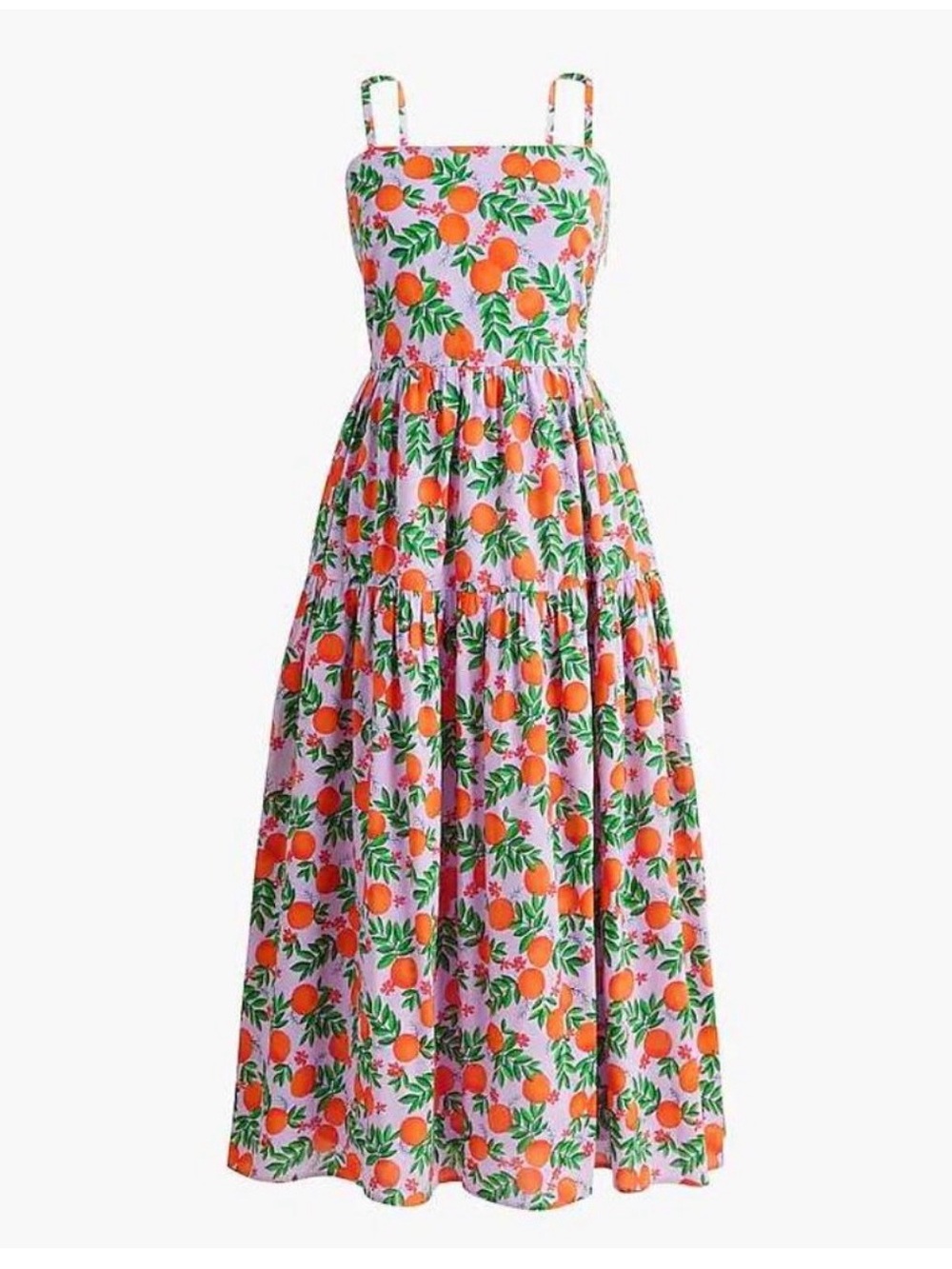 J. Crew Factory lLilac Midi Dress with Orange Fruit Print